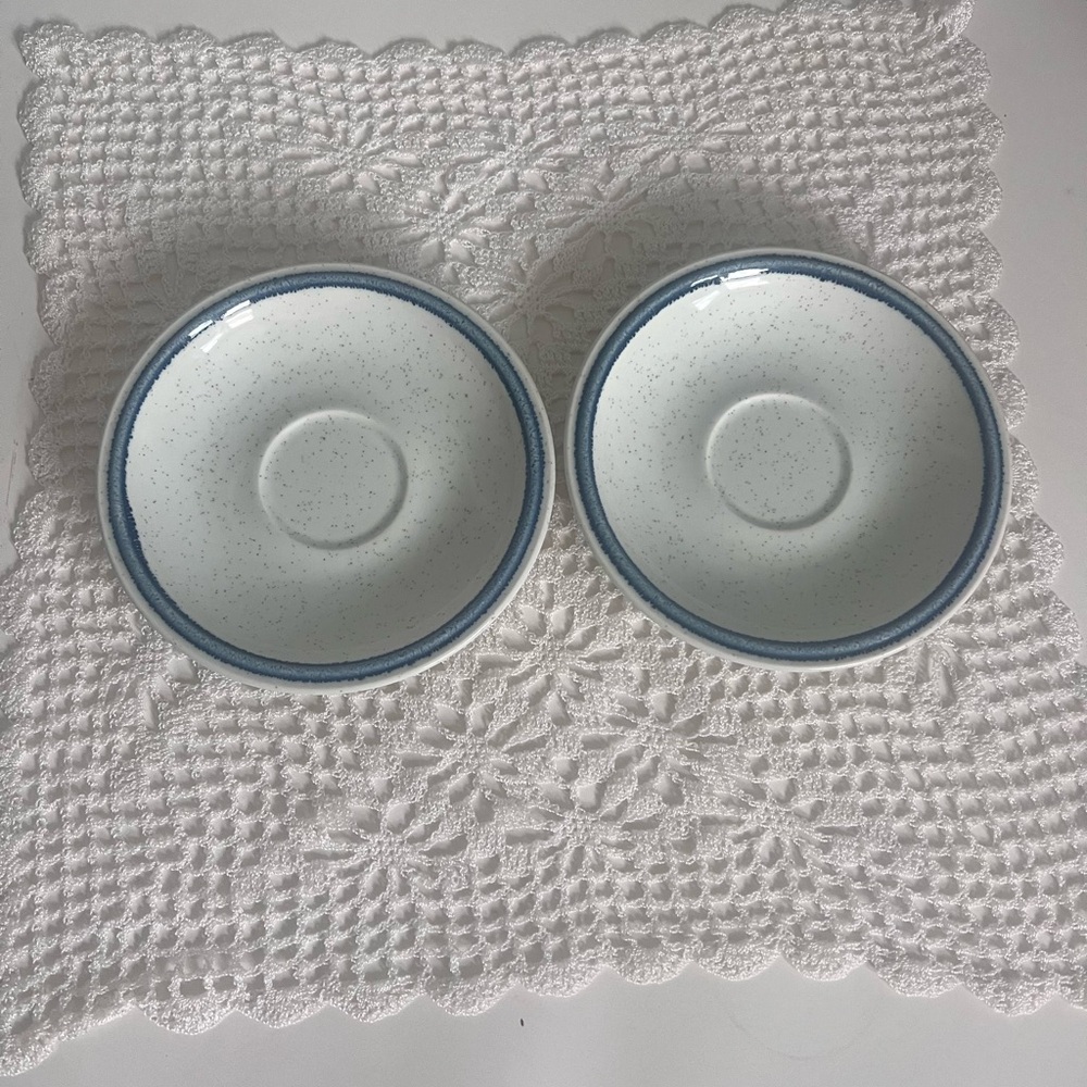 Mikasa Cordon Bleu Blue Band CG500 Set Of 2  Saucers Elegant Blue White Ceramic